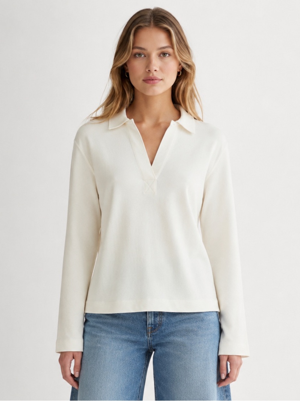 Everlane - The Mariner Rugby Top - Bone - Organic Cotton - Size Medium